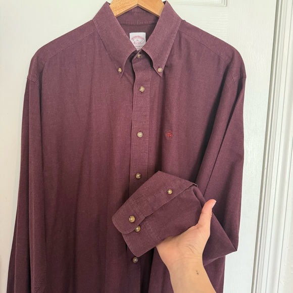 Brooks Brother Madison Fit 100% Cotton Red Casual Button Down Shirt XL - Picture 6 of 7